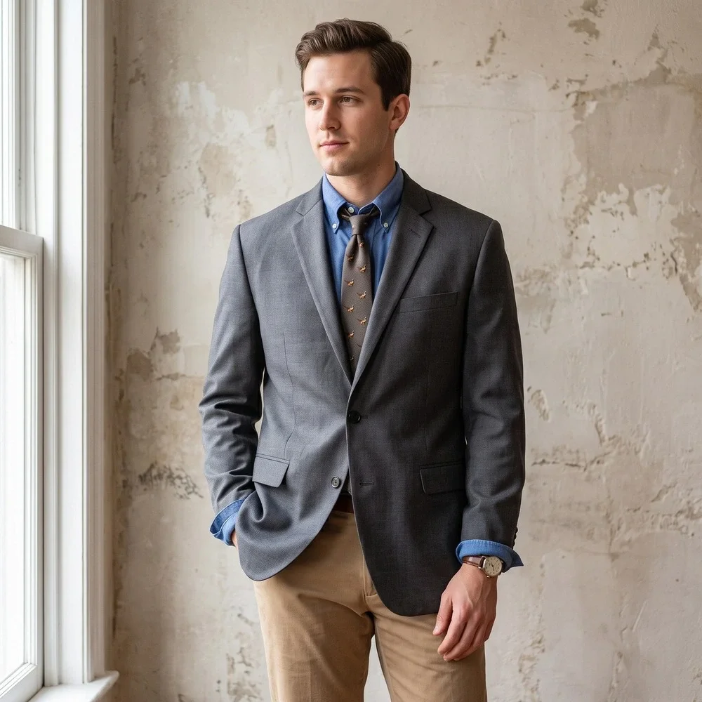 Brooks Brothers Brooksgate Blazer Mens 44L Grey Vitale Barberis Canonico Wool